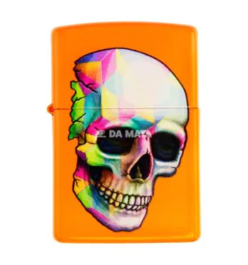 Isqueiro Zippo Lighter Skull Neon Orange 29402