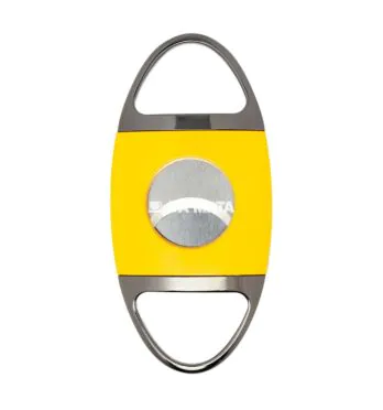 Cortador de Charutos Metal Amarelo de frente tabacaria da mata