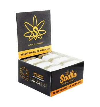 Caixa de Slick Vidro Sadhu Transparente C/Tampa Branca de frente