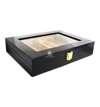 Caixa Umidora de Madeira Hit Black com Alto Brilho de lado fechada