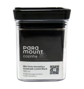 Mini Pote Hermético Quadrado Lumini Black 180ml