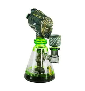 Bong de Vidro Abduzido Gold Maori Pequeno Kane de lado tabacaria da mata