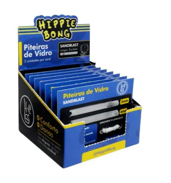 Caixa de Cartela c/2 Piteiras de Vidro Sanblast Hippie Bong