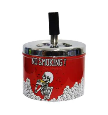 Cinzeiro de Metal c/ Tampa Giratória Red Skull