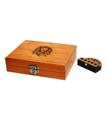 Box Glass Wood Burning Lion