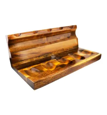 Suporte Reto P/ 5 Cachimbos em Madeira de frente