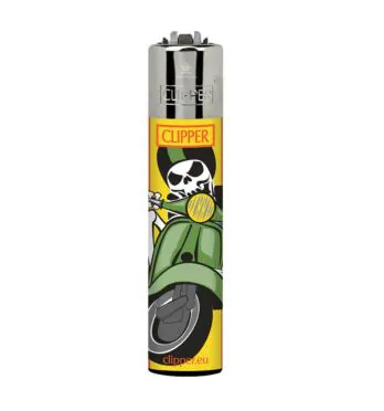 Isqueiro Clipper Skull Ride Laranja