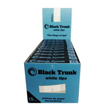 Caixa de Piteira de Papel Black Trunk White Tips 15mm