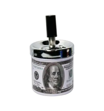 Cinzeiro de Metal Pequeno c/ Tampa Giratória Dólar
