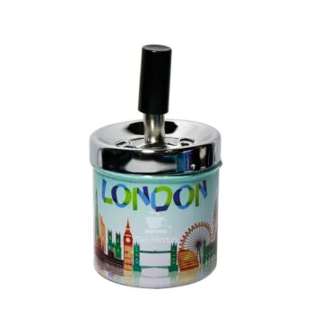 Cinzeiro de Metal Pequeno c/ Tampa Giratória London