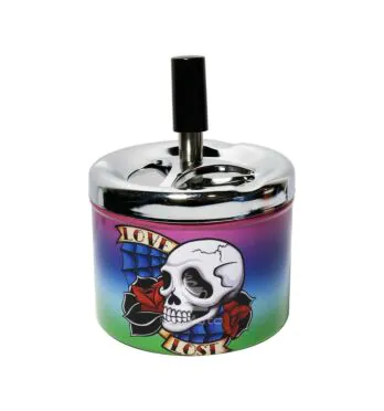 Cinzeiro de Metal c/ Tampa Skull Lover