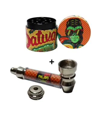 Kit Dichavador de Metal + Pipe Sativa