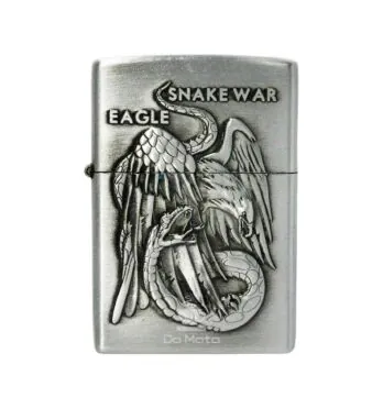 Isqueiro de Metal Prata Snake War Eagle