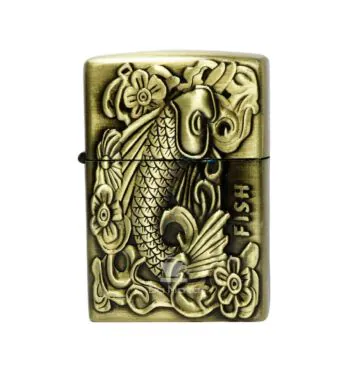 Isqueiro de Metal Dourado Fish 