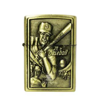 Isqueiro de Metal Dourado Baseball