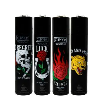 Kit com 4 Isqueiros Clipper Tattoo Sentences Edição para Colecionador