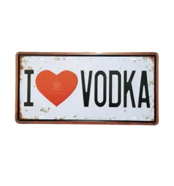Placa Decorativa I Love Vodka