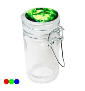 Pote Hermético de Vidro Skull  verde