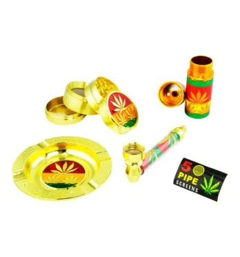 Kit de Cinzeiro de Metal Com Acessórios de frente tabacaria  da mata 