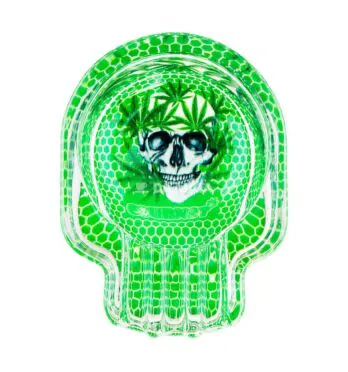 Cinzeiro de Vidro Skull Exclusive de frente tabacaria da mata