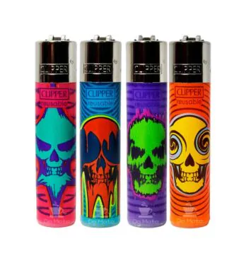 Isqueiro Clipper Skull Edição mostrando as cores