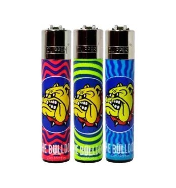 Isqueiro Clipper The Bulldog mostrando a variação de cores