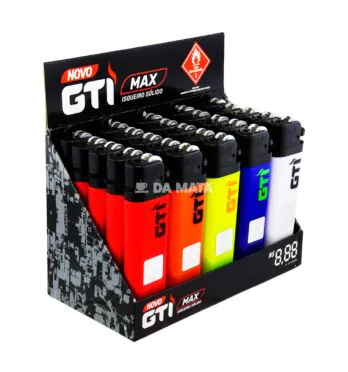Caixa de Isqueiro GTI Max Sólido C/25un de lado tabacaria da mata