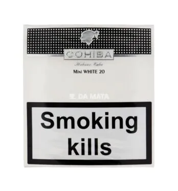 Petaca Cigarrilha Cohiba White Mini C/20un de frente tabacaria da mata