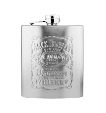 Cantil de Aço Inoxidável Jack Daniel's 7 0Z de frente tabacaria da mata
