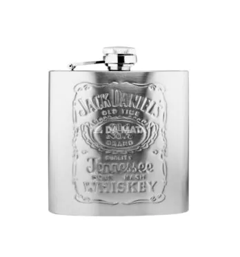 Cantil de Aço Inoxidável Jack Daniel's 6 0Z de frente tabacaria da mata