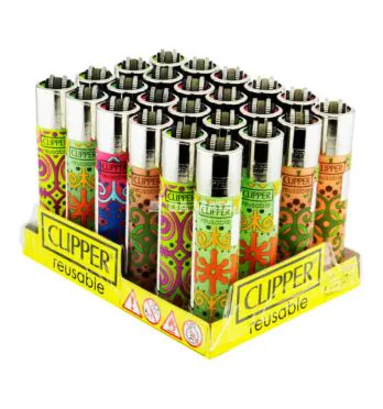 Caixa de Isqueiro Clipper Hippie Ornamental de lado tabacaria da mata
