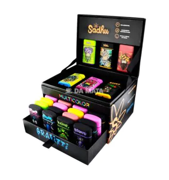 Caixa de Maçarico Sadhu Gift Box C/34un de lado aberta tabacaria da mata