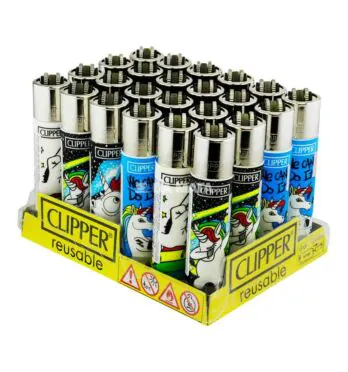 Caixa de Isqueiro Clipper Cool Unicorns de lado tabacaria da mata
