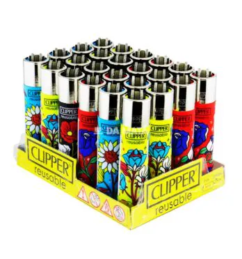 Caixa de Isqueiro Clipper Fall Flowers de lado tabacaria da mata