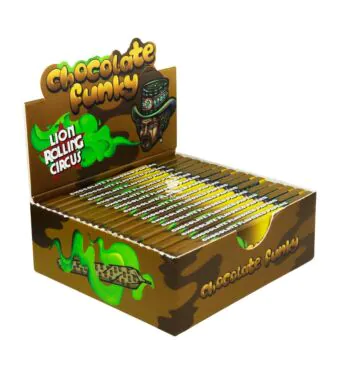 Caixa de Seda Chocolate Lion Rolling Circus 1 1/4 de lado