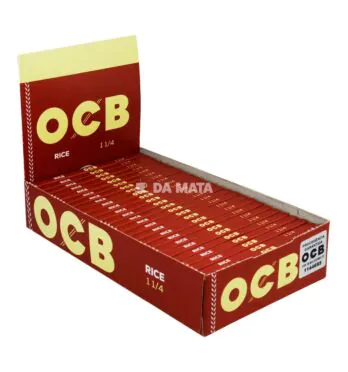 Caixa de Seda OCB Rice 1 1/4 Mini Size de lado tabacaria da mata