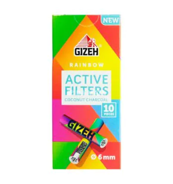 Filtro Carvão Gizeh Rainbow Active de frente tabacaria da mata
