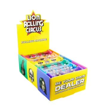 Caixa de Bolador Lion Rolling Circus 1 1/4 de lado tabacaria da mata