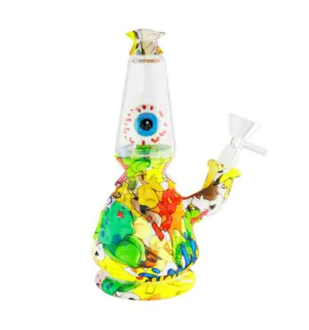 Bong de Silicone e Vidro Eye Pokémon 18cm de frente tabacaria da mata