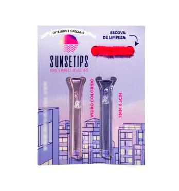 Piteira de Vidro Sunsetips Rose & Purple Glass Tips C/ Escova de Limpeza