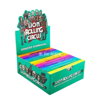 Caixa de Seda Lion Rolling Circus Brasil Edition King Size C/ Piteira de lado tabacaria da mata