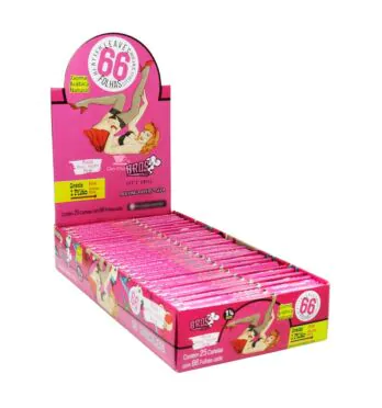 Caixa de Seda Bros 66 Rosa 1 1/4 Size com Pilão