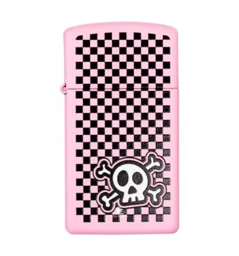 Isqueiro Zippo Checkered Skull Design 48680 de frente