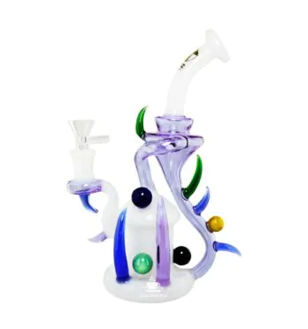 Bong de Vidro Abduzido Gold Punk White de frente
