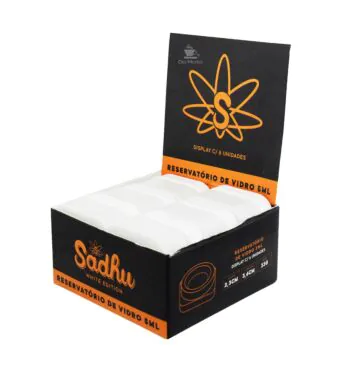 Caixa de Slick de Vidro Sadhu Branco 5ml de lado