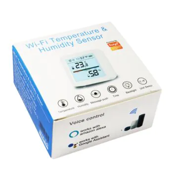 Sensor de Temperatura e Umidade na embalagem Wi-Fi de frente