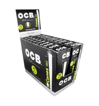 Caixa de Cones OCB Premium Slim Pré-Enrolados de lado aberto
