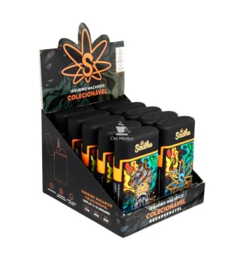 Caixa de Isqueiro Maçarico Sadhu Galáctico Preto C/10un de lado