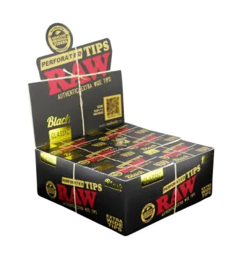 Caixa de Piteira Raw Black Extra Wide - 36 unidades