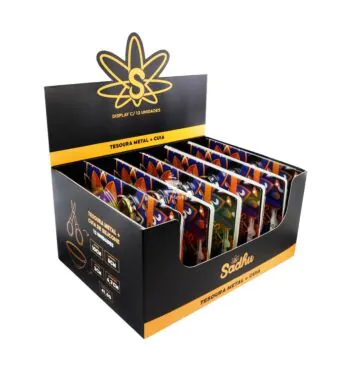 Caixa de Kit Tesoura de Metal + Cuia Sadhu C/12 de lado